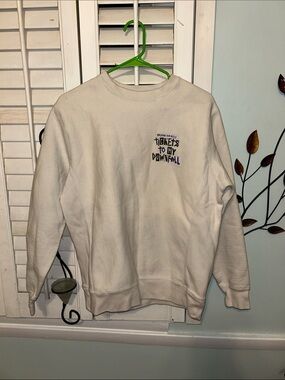 Tickets To My Downfall Graphic Crewneck Sweatshirt - White